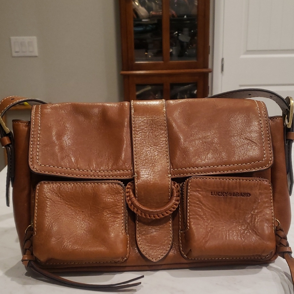 Lucky Brand Brown Leather Shoulder Bag Size Small